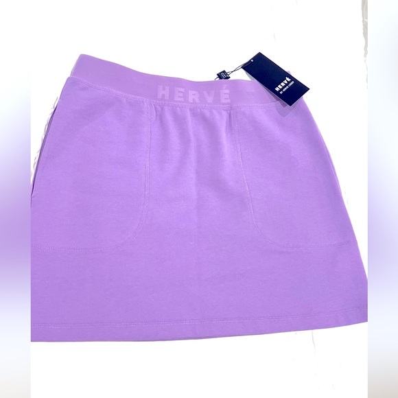 HERVE LEGER  COTTON KNIT LOGO SKIRT IN WISTERIA SIZE S NWT💜 - Picture 6 of 14